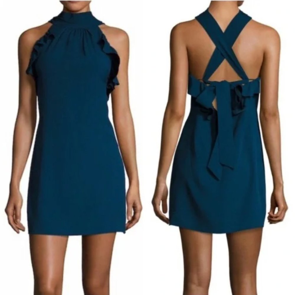 NWT Rachel Zoe Cobalt Blue Halter Mini Dress with Open Back – Size 8